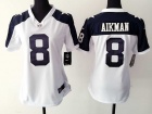 Nike Dallas cowboys #8 Troy Aikman White Thanksgiving Women Jersey