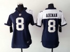 Nike Dallas cowboys #8 Troy Aikman Blue Thanksgiving Women Jersey