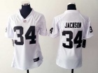 Oakland Raiders #34 Bo Jackson White Women Jersey