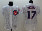 Chicago Cubs #17 Kris Bryant White Pinstrip FlexBase Jersey