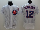 Chicago Cubs #12 Kyle Schwarber White Pinstrip FlexBase Jersey