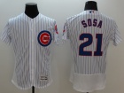 Chicago Cubs #21 Sammy Sosa White Pinstrip FlexBase Jersey