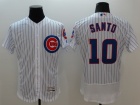 Chicago Cubs #10 Ron Santo White Pinstrip FlexBase Jersey