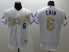 Kansas City Royals #6 Lorenzo Cain World Series Champions White Gold Program Flexbase Jersey