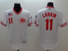 Cincinnati Reds #11 Barry Larkin White Pullover 2016 Flexbase Jerseys