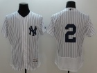 New York Yankees #2 Derek Jeter White Strips 2016 Flexbase Jerseys NO Name