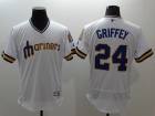 Seattle Mariners #24 Ken Griffey Jr White Throwback 2016 Flexbase Jerseys