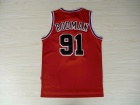 Chicago Bulls #91 Dennis Rodman Red Hardwood Classic Throwback Basketball Jerseys