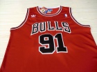 Chicago Bulls #91 Dennis Rodman Red Hardwood Classic Throwback Basketball Jerseys