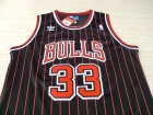 Chicago Bulls #33 Scottie Pippen Black Red Strips Hardwood Classic Throwback Basketball Jerseys