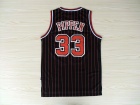 Chicago Bulls #33 Scottie Pippen Black Red Strips Hardwood Classic Throwback Basketball Jerseys