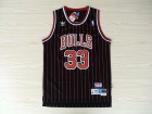 Chicago Bulls #33 Scottie Pippen Black Red Strips Hardwood Classic Throwback Basketball Jerseys