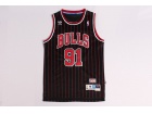 Chicago Bulls #91 The Worm Dennis Rodman Black Red Strips Hardwood Classic Throwback Jerseys