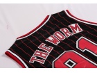 Chicago Bulls #91 The Worm Dennis Rodman Black Red Strips Hardwood Classic Throwback Jerseys