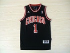 Chicago Bulls #1 Derrick Rose Black Chicago Rev 30  Basketball Jerseys