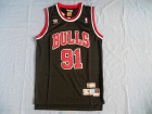 Chicago Bulls #91 Dennis Rodman Black Hardwood Classic Throwback Basketball Jerseys