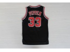 Chicago Bulls #33 Scottie Pippen Black Hardwood Classic Throwback Basketball Jerseys