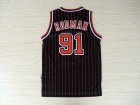 Chicago Bulls #91 Dennis Rodman Black Red Strips Hardwood Classic Throwback Basketball Jerseys