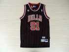 Chicago Bulls #91 Dennis Rodman Black Red Strips Hardwood Classic Throwback Basketball Jerseys