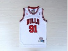 Chicago Bulls #91 Dennis Rodman White Hardwood Classic Throwback Basketball Jerseys