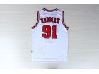 Chicago Bulls #91 Dennis Rodman White Hardwood Classic Throwback Basketball Jerseys