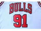 Chicago Bulls #91 Dennis Rodman White Hardwood Classic Throwback Basketball Jerseys