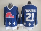 Quebec Nordiques #21 Peter Forsberg Blue Throwback Vintage Jersey