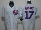 Chicago Cubs #17 Kris Bryant White Strips New Cool Base Jerseys