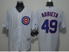 Chicago Cubs #49 Jake Arrieta White Strips New Cool Base Jerseys