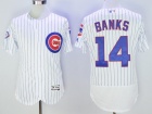 Chicago Cubs #14 Ernie Banks White Strips with 100 Patch 2016 Flexbase Jerseys