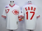 Cincinnati Reds #17 Chris Sabo White Throwback w/ 1990 World Series Patch Jerseys