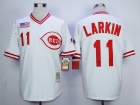 Cincinnati Reds #11 Barry Larkin White Throwback w/ 1990 World Series Patch Jerseys