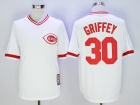 Cincinnati Reds #30 Ken Griffey Jr White Cool Base Cooperstown Collection Player Jerseys