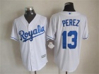 Kansas City Royals #13 Salvador Perez White New Fabric Cool Base Jerseys