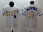 Kansas City Royals #8 Mike Moustakas  World Series Champions White Gold Program Flexbase Jerseys