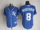 Kansas City Royals #8 Mike Moustakas Blue KC New Fabric Cool Base Jerseys