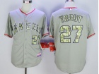 Los Angeles Angels #27 Mike Trout Gray Camo Name Jerseys