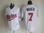 Minnesota Twins #7 Joe Mauer White Strips New Fabric Cool Base Jerseys