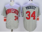 Minnesota Twins #34 Kirby Puckett Gray Strips Throwback Jerseys