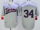 Minnesota Twins #34 Kirby Puckett Hemp Gray Throwback Jerseys