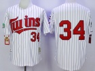 Minnesota Twins #34 Kirby Puckett White Strips Throwback Jerseys