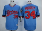 Minnesota Twins #34 Kirby Puckett Blue Throwback Jerseys