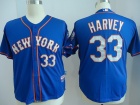 New York Mets #33 Matt Harvey Blue Gray Number Player Jerseys