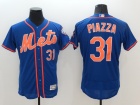 New York Mets #31 Mike Piazza Blue Orange Number Flexbase Jerseys