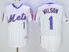 New York Mets #1 Mookie Wilson White Strips Pullover Flexbase Jerseys