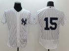 New York Yankees #15 Thurman Munson White Strips Flexbase Jerseys