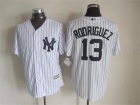 New York Yankees #13 Alex Rodriguez White Strips New Fabric Cool Base Jerseys