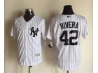 New York Yankees #42 Mariano Rivera White Strips New Fabric Cool Base Jerseys