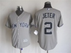 New York Yankees #2 Derek Jeter Gray New Fabric Cool Base Jerseys