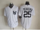 New York Yankees #25 Mark Teixeira White Strips New Fabric Cool Base Jerseys